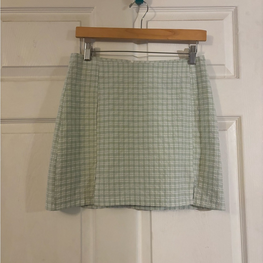 Cute green and white striped mini skirt